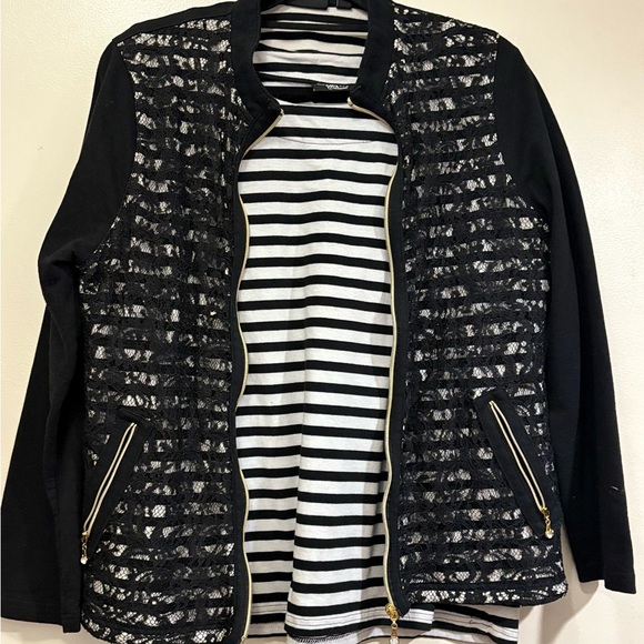 opaque Jackets & Blazers - Black Fitted Blazer with Quilted Detailing